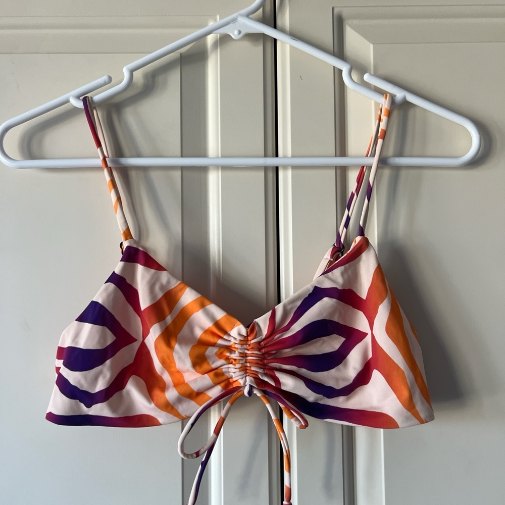 Blackbough Orange Purple White Print Bikini Top